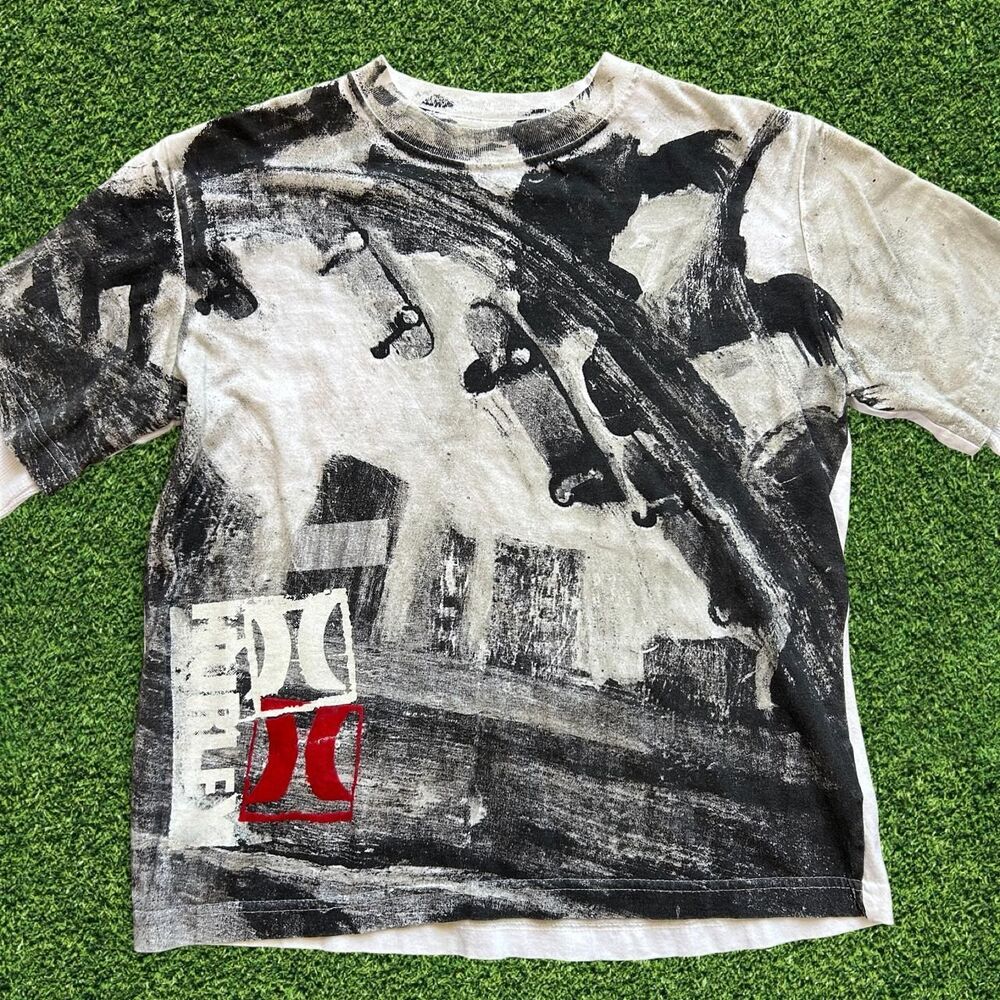 Hurley AOP GRAIL vtg 00s rare skateboarding thermal y2k long sleeve tee shirt